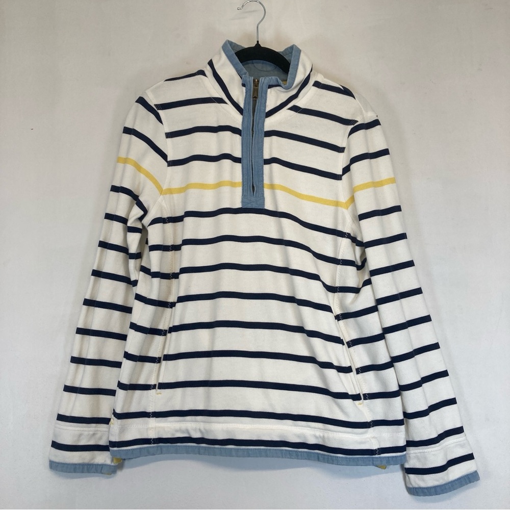 Fat Face Sweater Men’s Iconic Airlie 1/4 Zip Pullover Striped Cotton